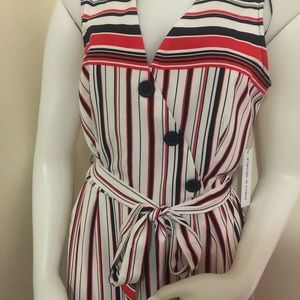 Multi color stripped 3/4 jump suit